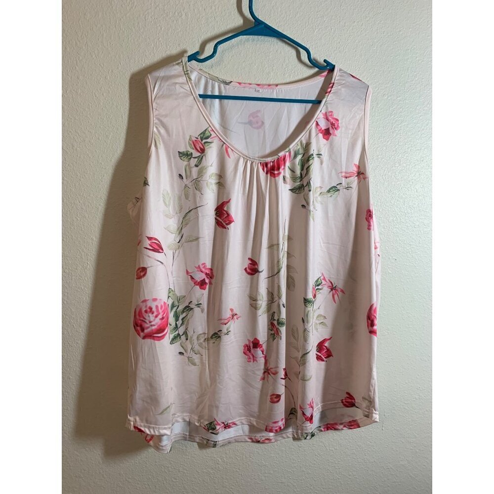NWOT Business Casual Floral Print Silky Tank Top Womens Size 3XL White AC5